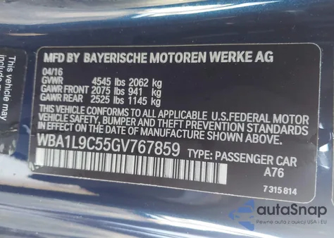 2016 BMW 228I xDrive z USA, uszkodzony, nr VIN WBA1L9C55GV767859